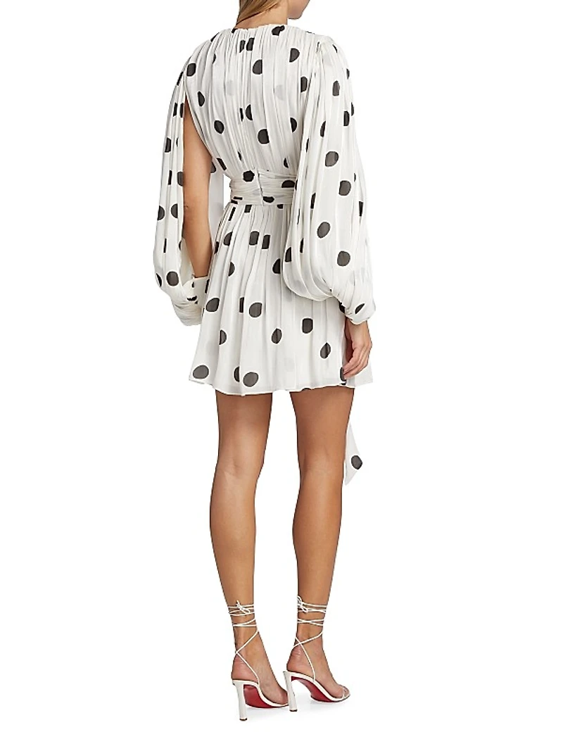 Split-Sleeve & Polka-Dot Minidress