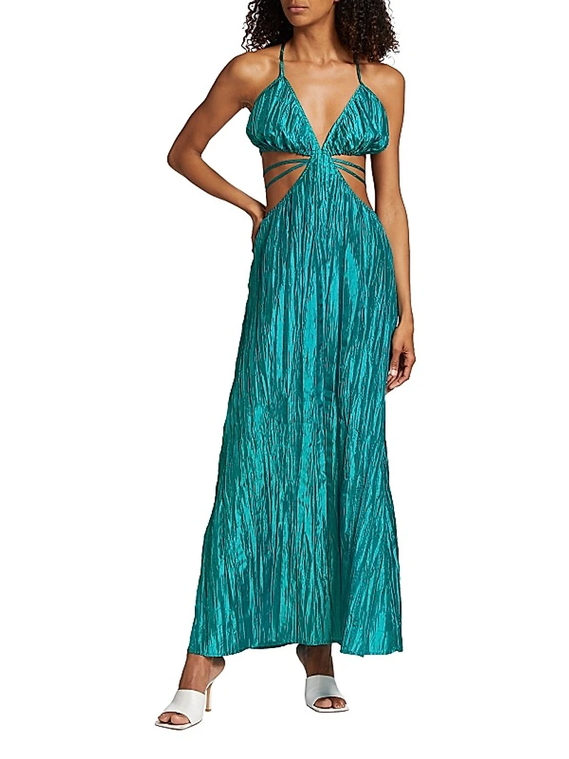 Crinkle Taffeta Cut-Out Dress