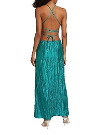 Crinkle Taffeta Cut-Out Dress