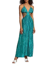 Crinkle Taffeta Cut-Out Dress