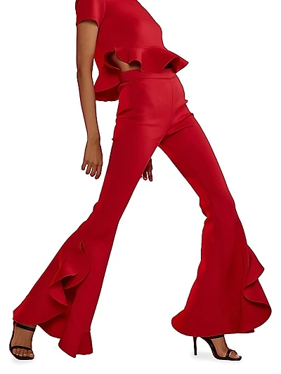 Bonded Satin Flouse Flare Pant