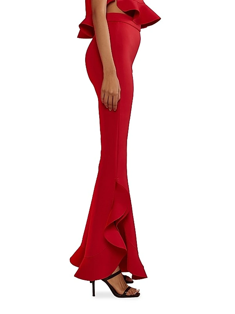 Bonded Satin Flouse Flare Pant