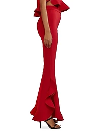 Bonded Satin Flouse Flare Pant