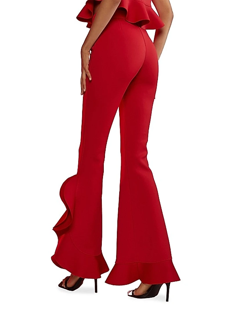 Bonded Satin Flouse Flare Pant