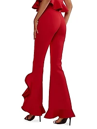 Bonded Satin Flouse Flare Pant