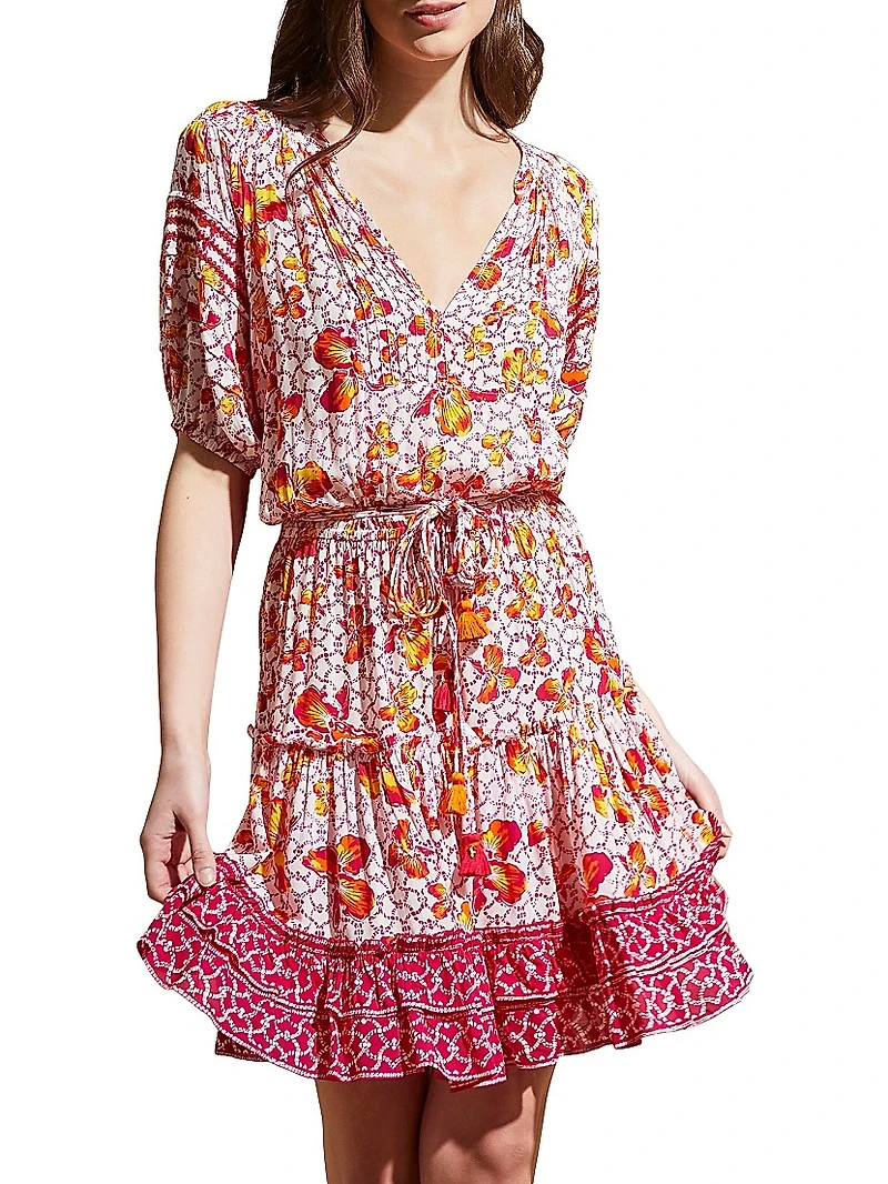 Iris Floral Tassel Minidress