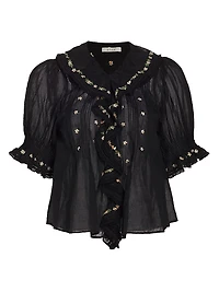 Hettie Floral Pin-Tucked Cotton Top