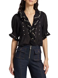 Hettie Floral Pin-Tucked Cotton Top