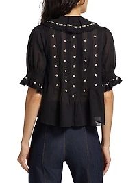 Hettie Floral Pin-Tucked Cotton Top