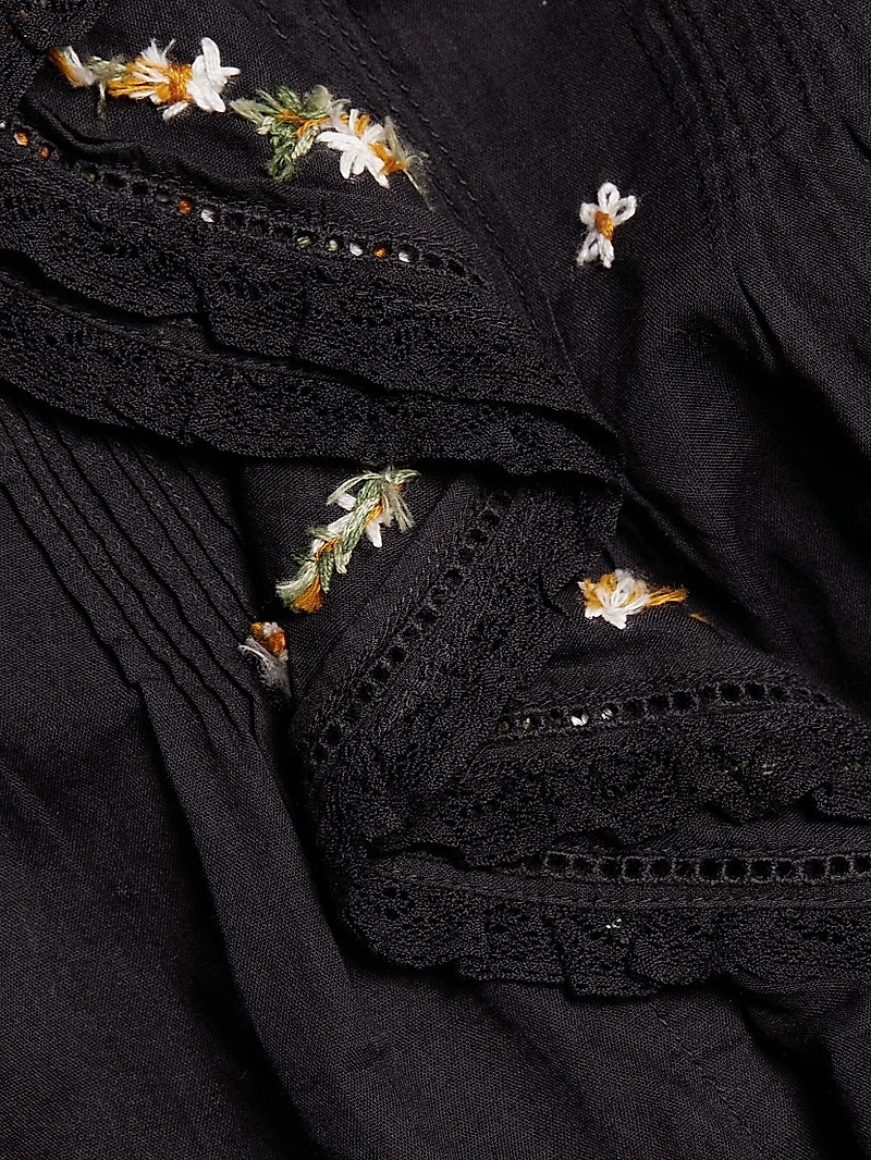 Hettie Floral Pin-Tucked Cotton Top