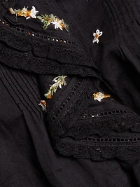 Hettie Floral Pin-Tucked Cotton Top