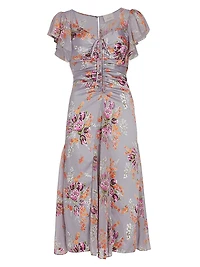 Terrence Satin Floral Midi-Dress