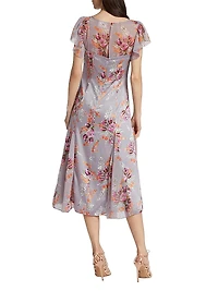 Terrence Satin Floral Midi-Dress