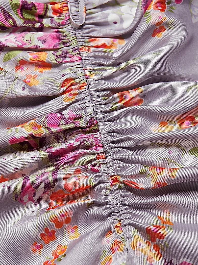 Terrence Satin Floral Midi-Dress