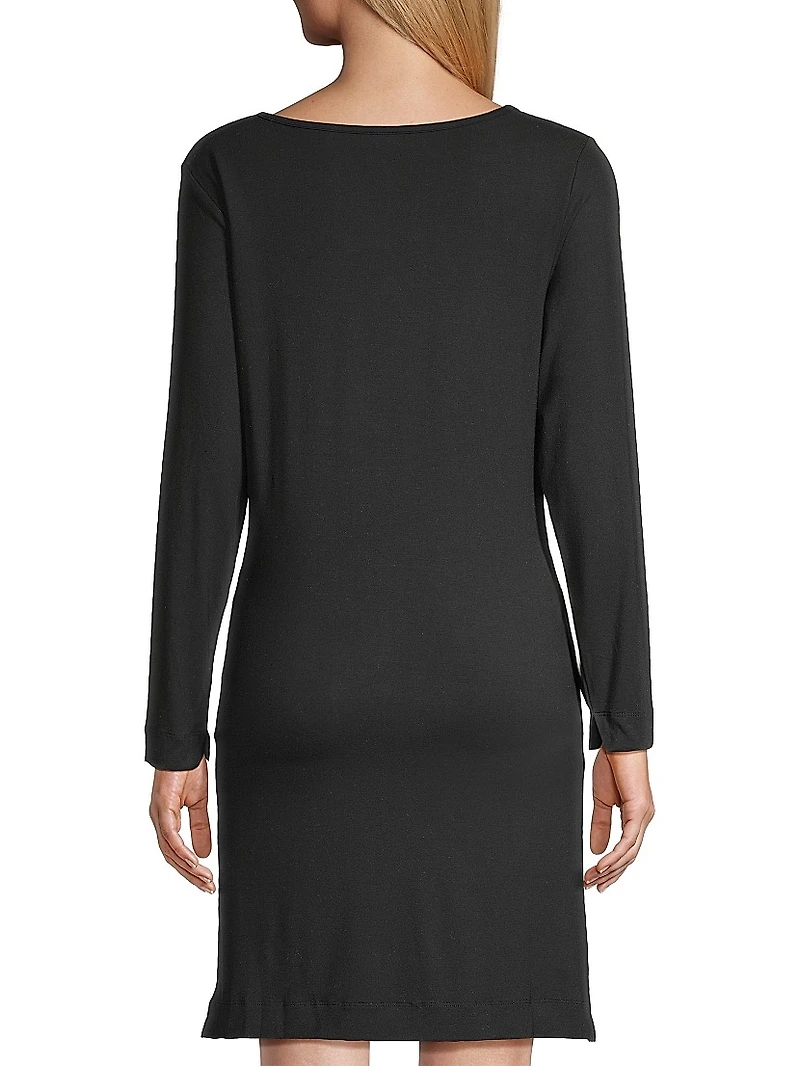 Long-Sleeve Henley Nursing Nightgown