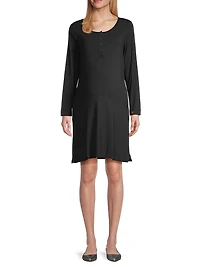 Long-Sleeve Henley Nursing Nightgown