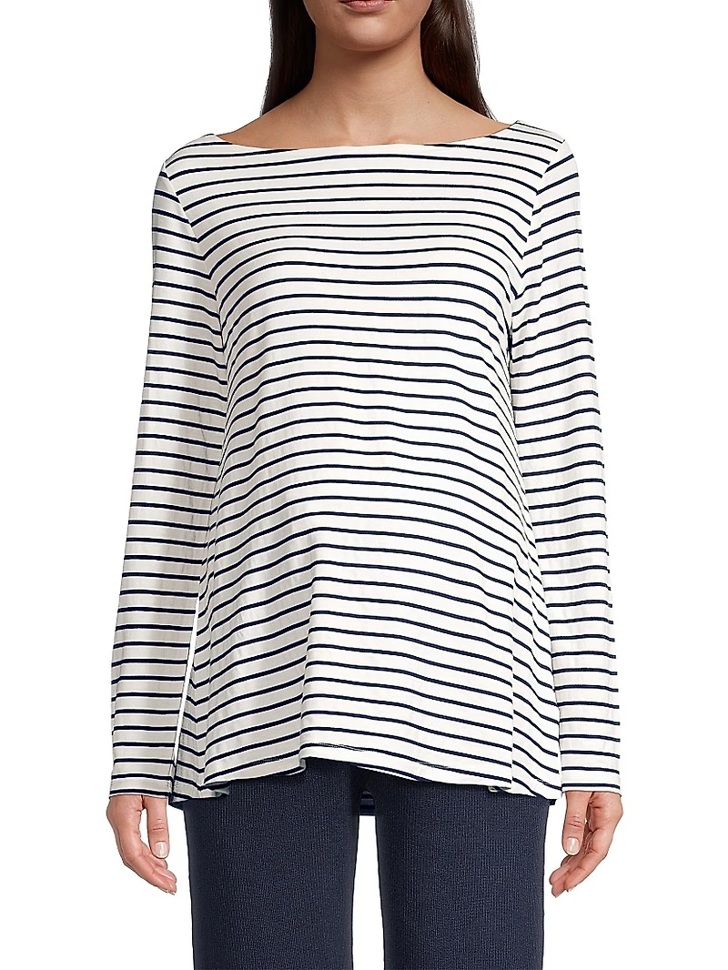 Nicolette Striped Boatneck Top