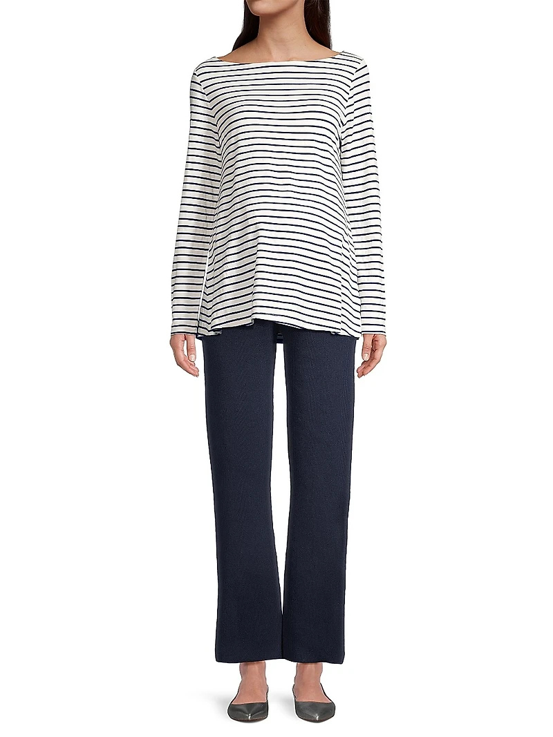 Nicolette Striped Boatneck Top
