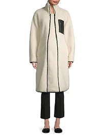 Teddi Faux Leather-Trim Coat