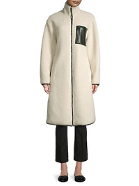 Teddi Faux Leather-Trim Coat
