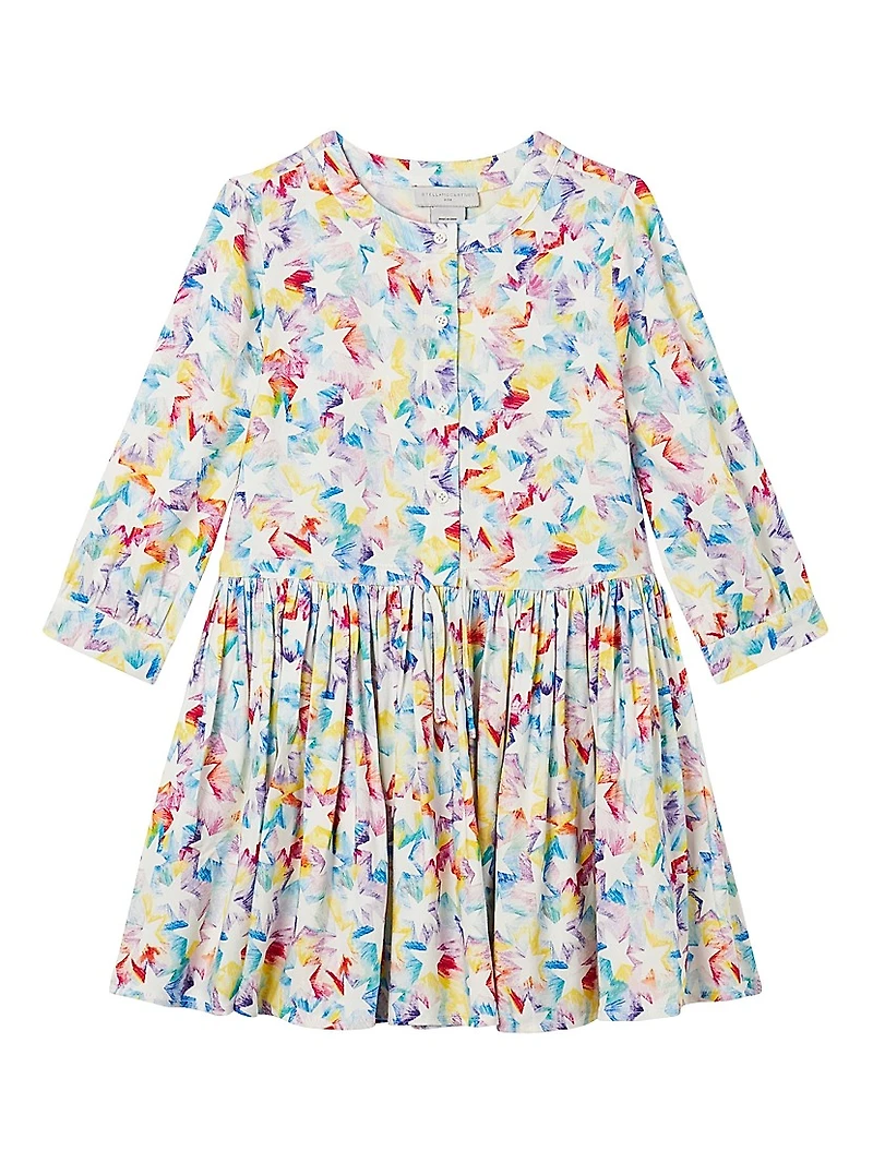 Little Girl's & Girl's Rainbow Star Print Twill Dress