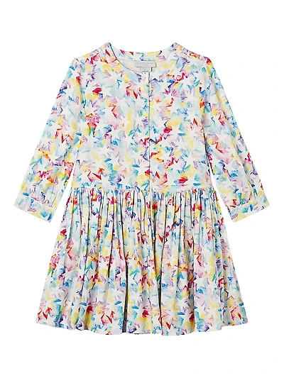 Little Girl's & Girl's Rainbow Star Print Twill Dress