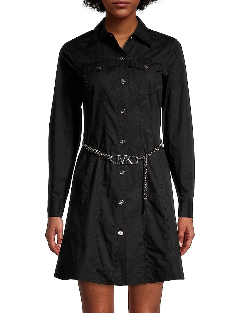 Poplin Belted Utility Minidress