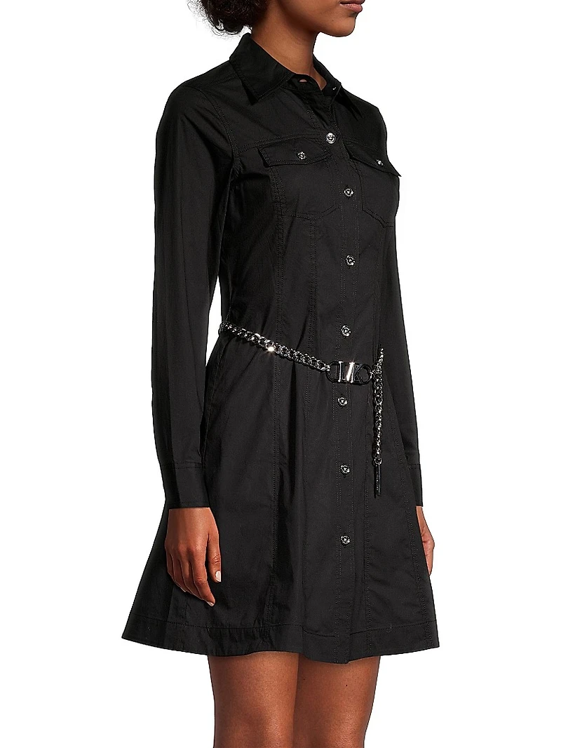 Poplin Belted Utility Minidress
