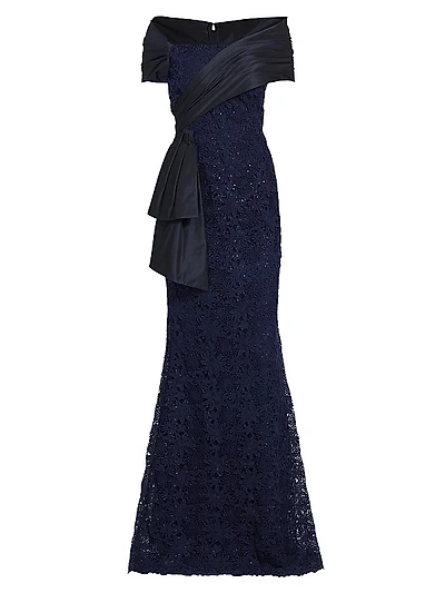 Off-The-Shoulder Lace Gown