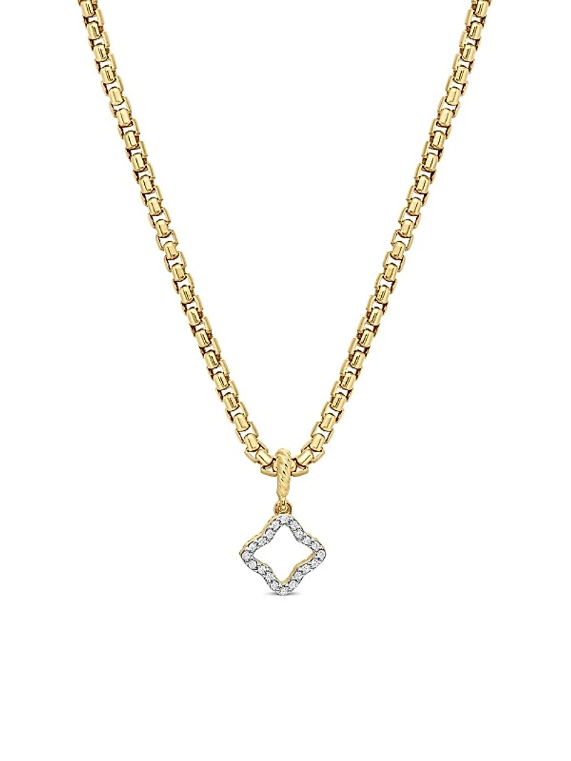 Quatrefoil Amulet in 18K Yellow Gold with Diamonds, 19.7mm