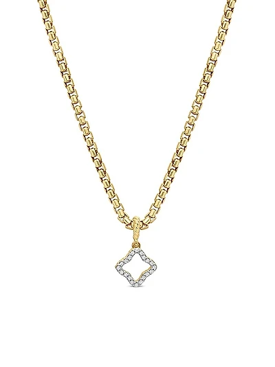 Quatrefoil Amulet in 18K Yellow Gold with Diamonds, 19.7mm