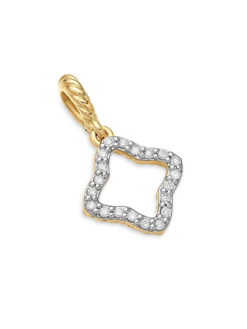 Quatrefoil Amulet in 18K Yellow Gold with Diamonds, 19.7mm