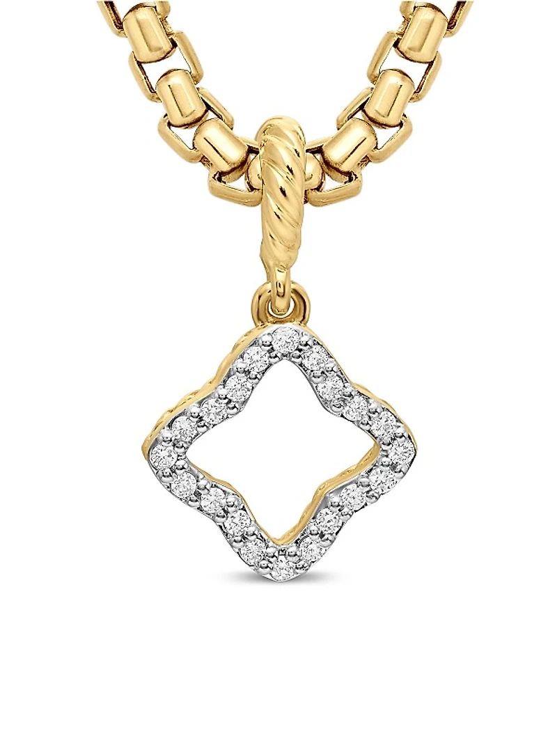Quatrefoil Amulet in 18K Yellow Gold with Diamonds, 19.7mm