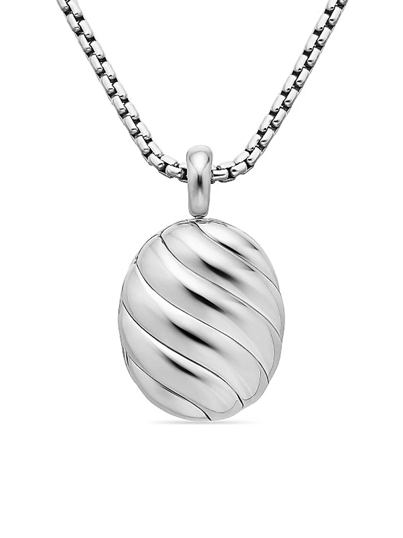 Sculpted Cable Locket in Sterling Silver, 27mm