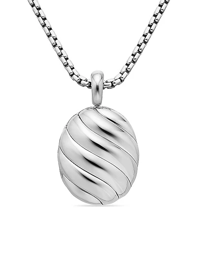 Sculpted Cable Locket in Sterling Silver, 27mm