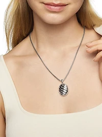 Sculpted Cable Locket in Sterling Silver, 27mm