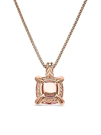 Chatelaine Pendant Necklace in 18K Rose Gold with Morganite and Diamonds, 11mm