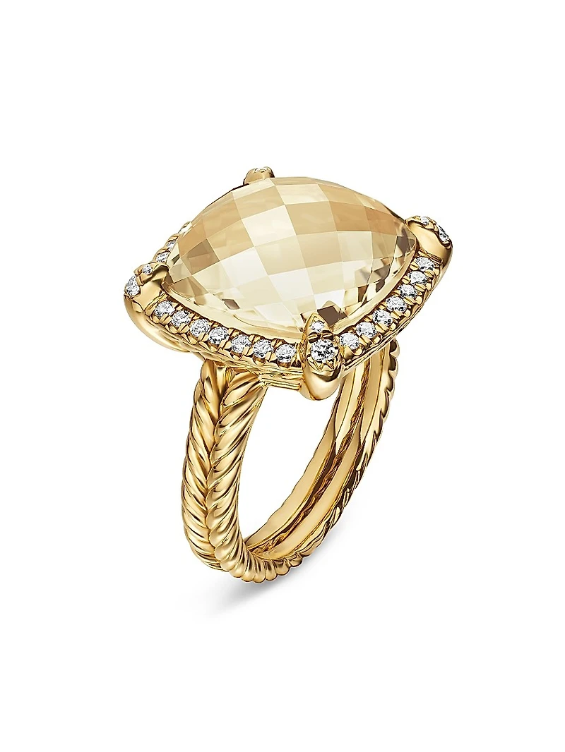 Chatelaine Pavé Bezel Ring 18K Yellow Gold