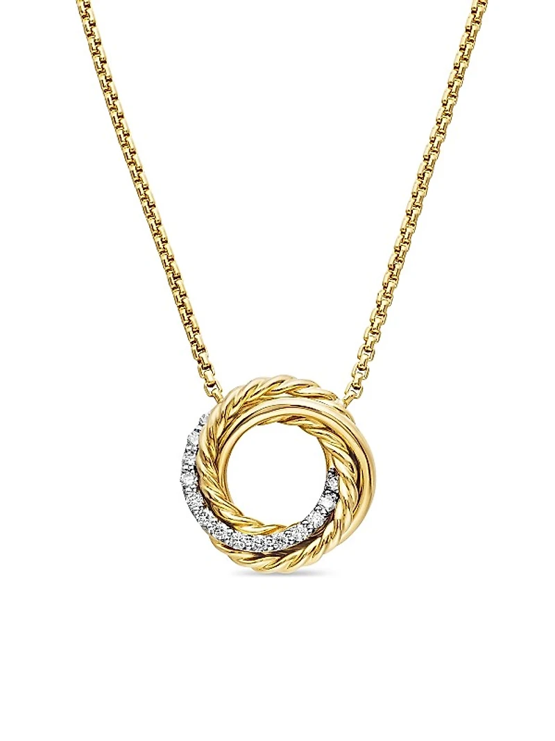 Crossover Pendant Necklace in 18K Yellow Gold with Diamonds