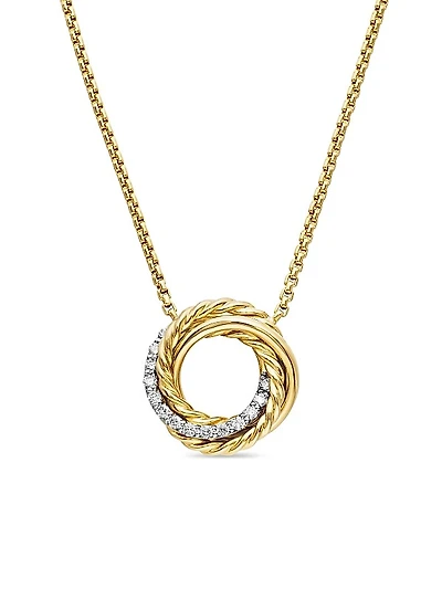 Crossover Pendant Necklace in 18K Yellow Gold with Diamonds