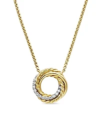 Crossover Pendant Necklace in 18K Yellow Gold with Diamonds