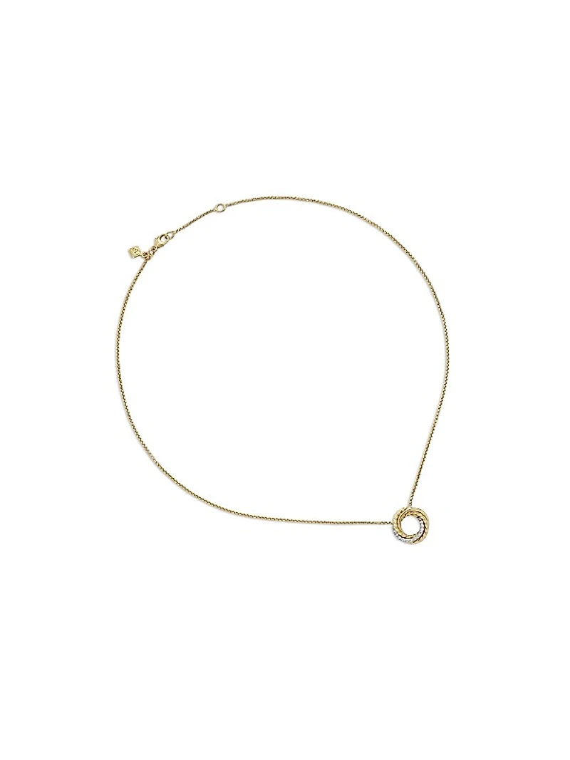 Crossover Pendant Necklace in 18K Yellow Gold with Diamonds