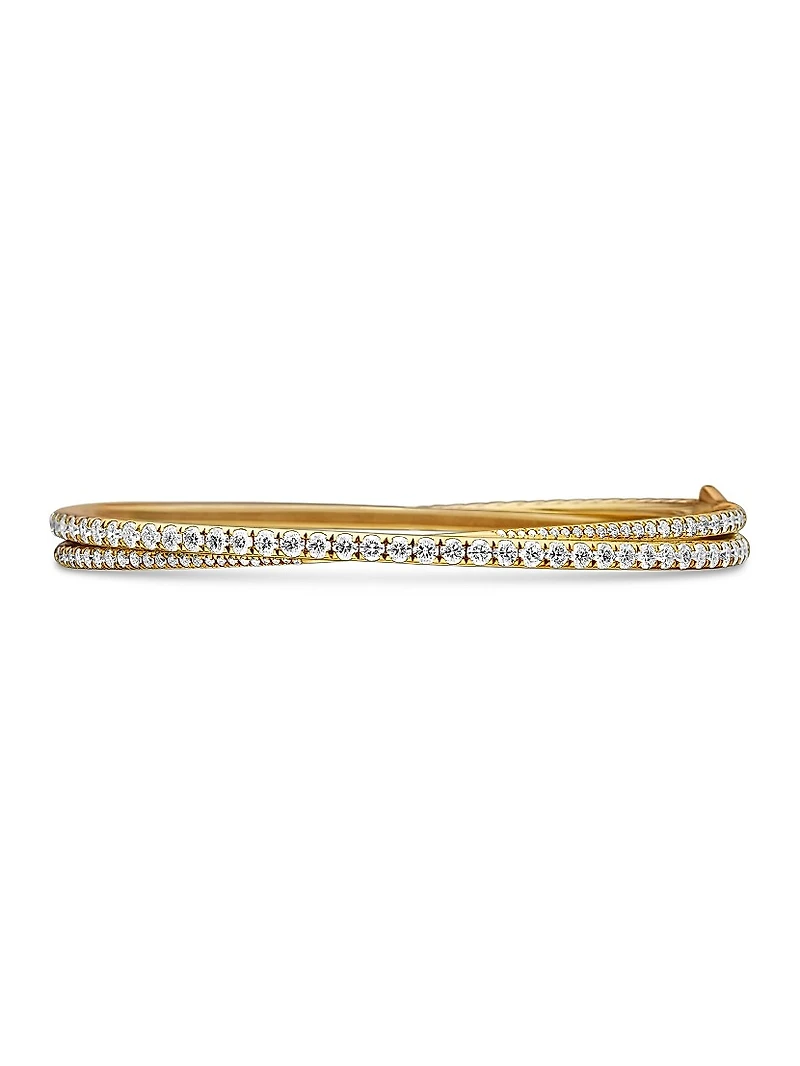 Pavé Crossover Two Row Bracelet in 18K Yellow Gold