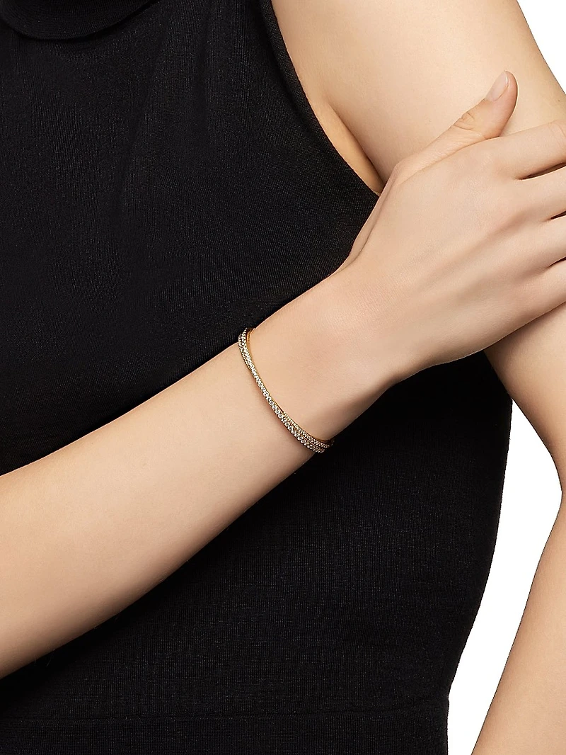 Pavé Crossover Two Row Bracelet in 18K Yellow Gold