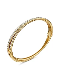 Pavé Crossover Two Row Bracelet in 18K Yellow Gold