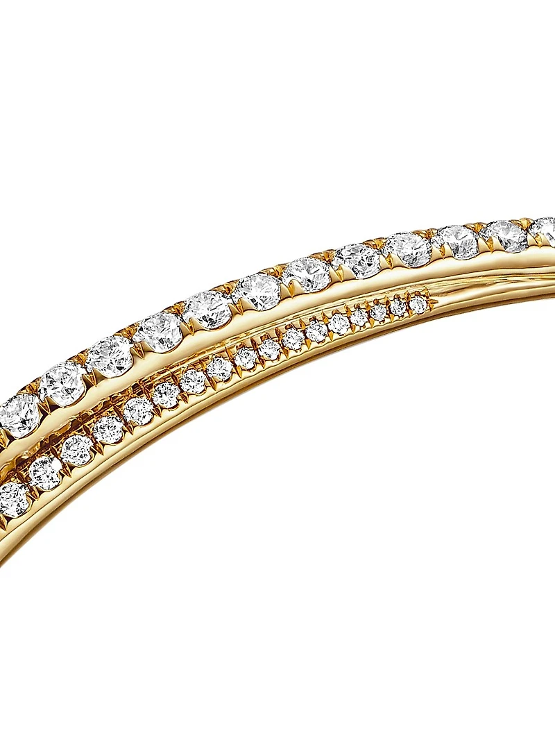 Pavé Crossover Two Row Bracelet in 18K Yellow Gold