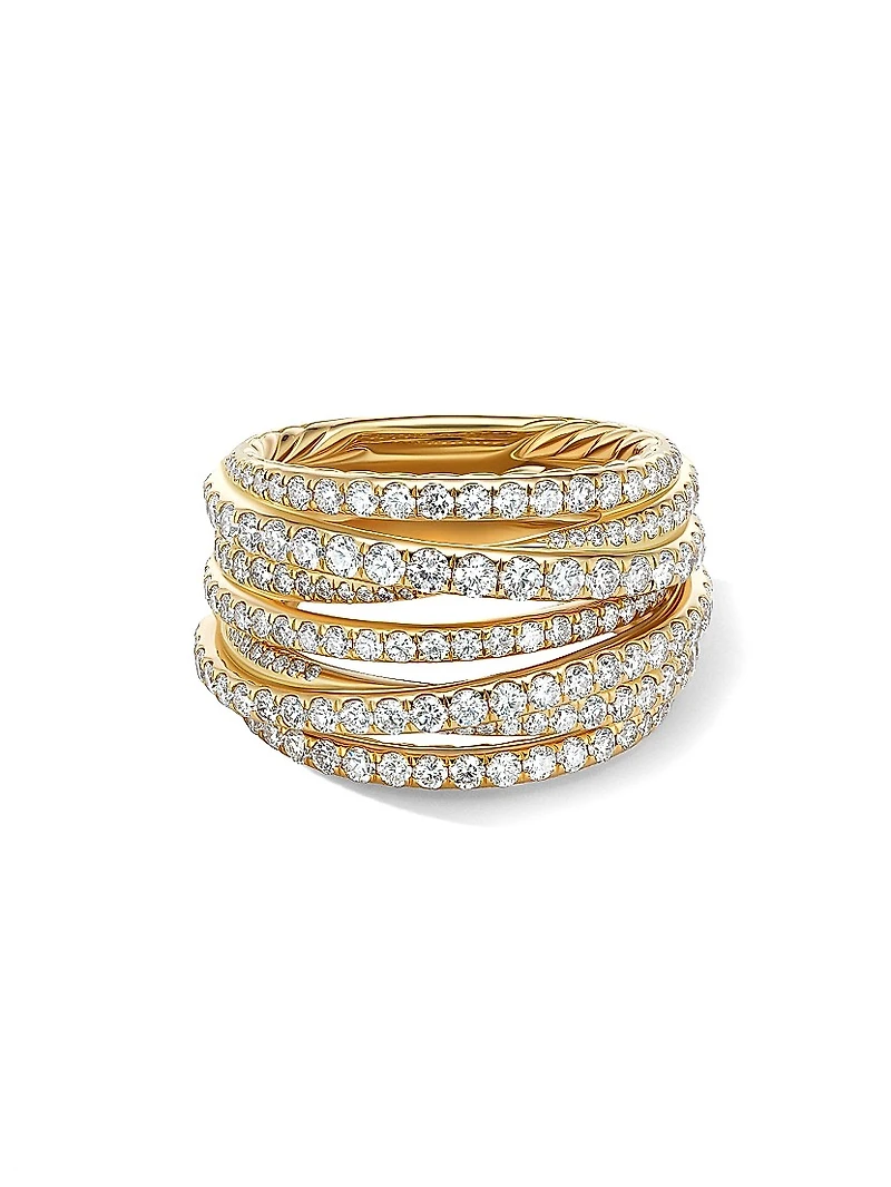 Pavé Crossover Ring 18K Yellow Gold
