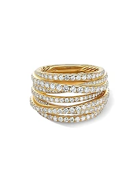 Pavé Crossover Ring 18K Yellow Gold