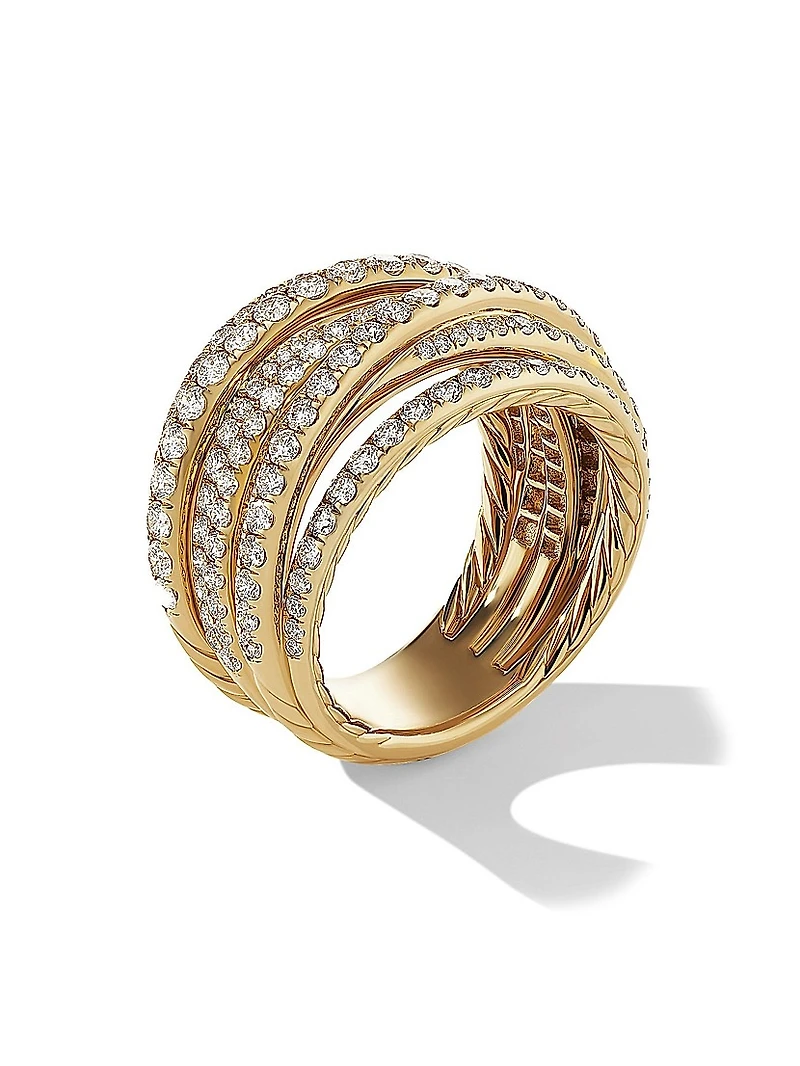 Pavé Crossover Ring 18K Yellow Gold