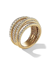 Pavé Crossover Ring 18K Yellow Gold